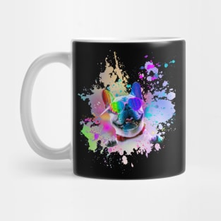 French Bulldog Dog Wearing Love Rainbow Heart Glasses Mug